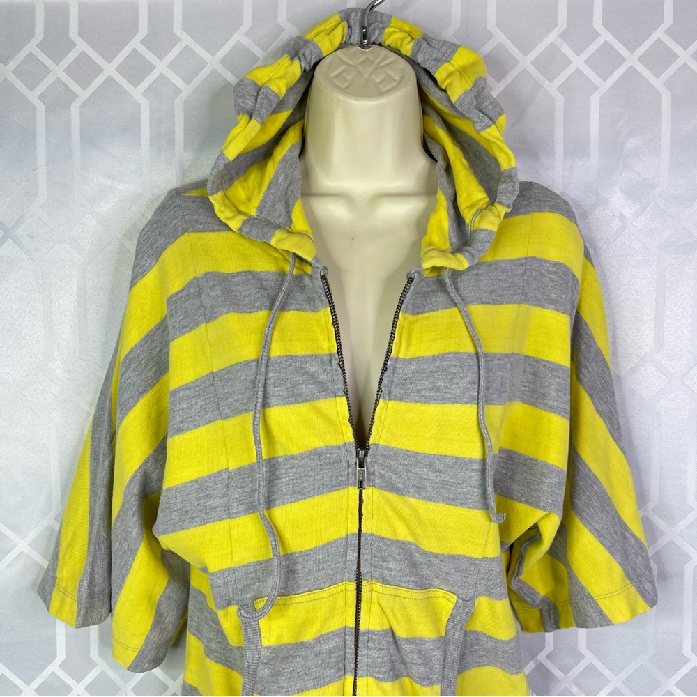 Purity Striped Yellow and Gray Women's Hooded Jacket Size Small - Picture 4 of 13